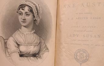 A picture of Jane Austen from the front of one of her novels.