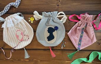 3 decorated reticules plus haberdashery items