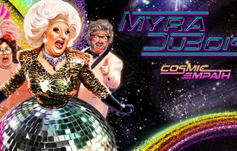 A poster advertising a Myra DuBois show at Komedia Bath