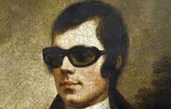 A picture of Scottish poet Robert Burns wearing sunglasses.