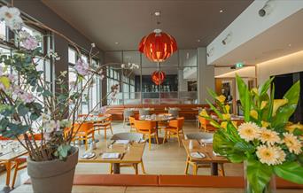 The interior of The Orange Artichoke restaurant, based within the Apex City of Bath Hotel.