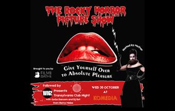 A poster promoting a screening of The Rocky Horror Picture Show at Komedia Bath