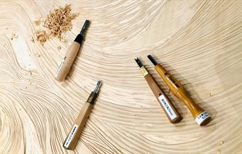 Japanese Woodblock with wood carving tools
