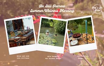 Wellnes Morning poster with nature, cake, greenery