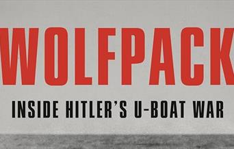 A black and white image of the ocean, with the words: WOLFPACK: INSIDE HITLER'S U-BOAT WAR