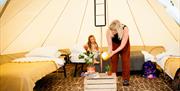 Family in bell tent