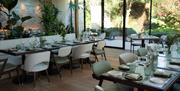 Interior of The Walled Garden Restaurant at Lucknam Park in Thickwood, near Bath