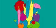 A stylised illustration of various vegetables