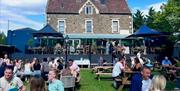 People sat in the beer garden at Lock Keeper in Keynsham