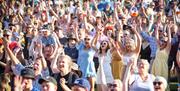 An image of the audience cheering at Foodies Festival.