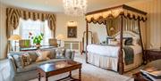 One of the bedrooms at Lucknam Park in Thickwood, near Bath