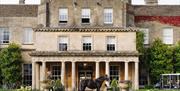 A horse outside Lucknam Park Hotel & Spa in Thickwood, near Bath