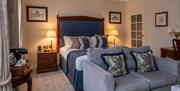 Interior of one of the bedrooms at Lucknam Park in Thickwood, near Bath