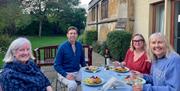 Group enjoying lunch outside