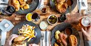 A table full of roast dinners at Green Park Brasserie