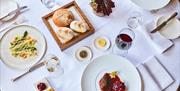 A table of food at The Bath Priory Restaurant