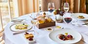 A table of food at The Bath Priory Restaurant