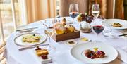 A table of food at The Bath Priory Restaurant