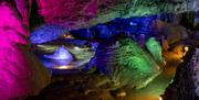 Illuminated cave at Wookey Hole Caves