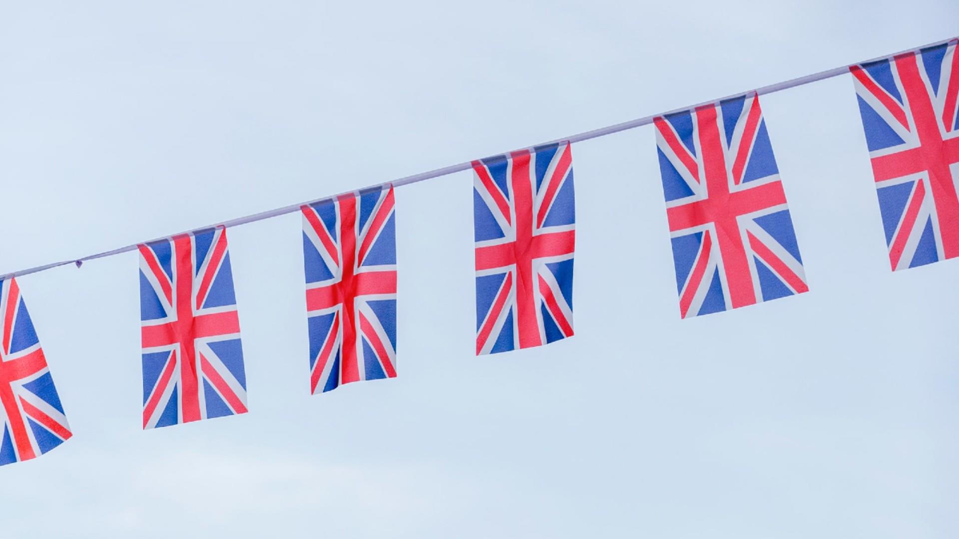 King Charles III's Coronation - Street Bunting Flags Blue Sky