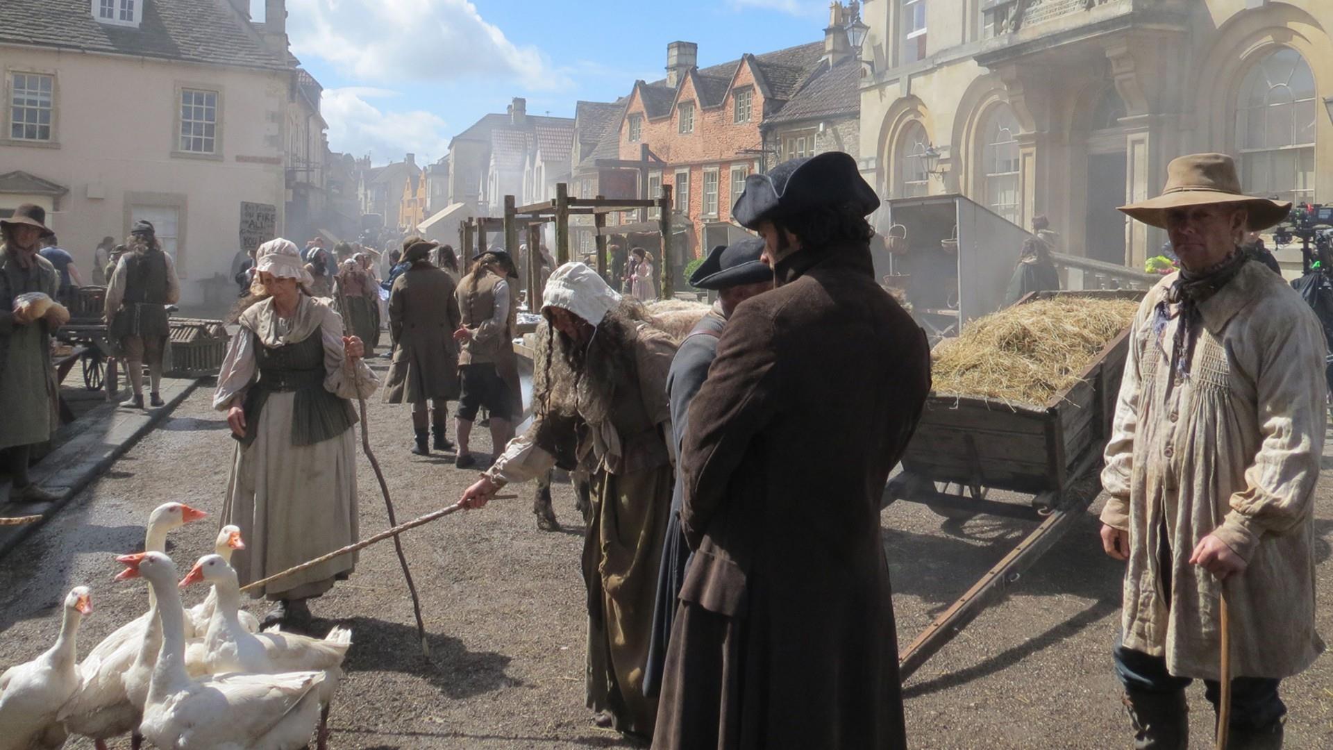 Filming at Corsham Town Hall for TV show, Poldark