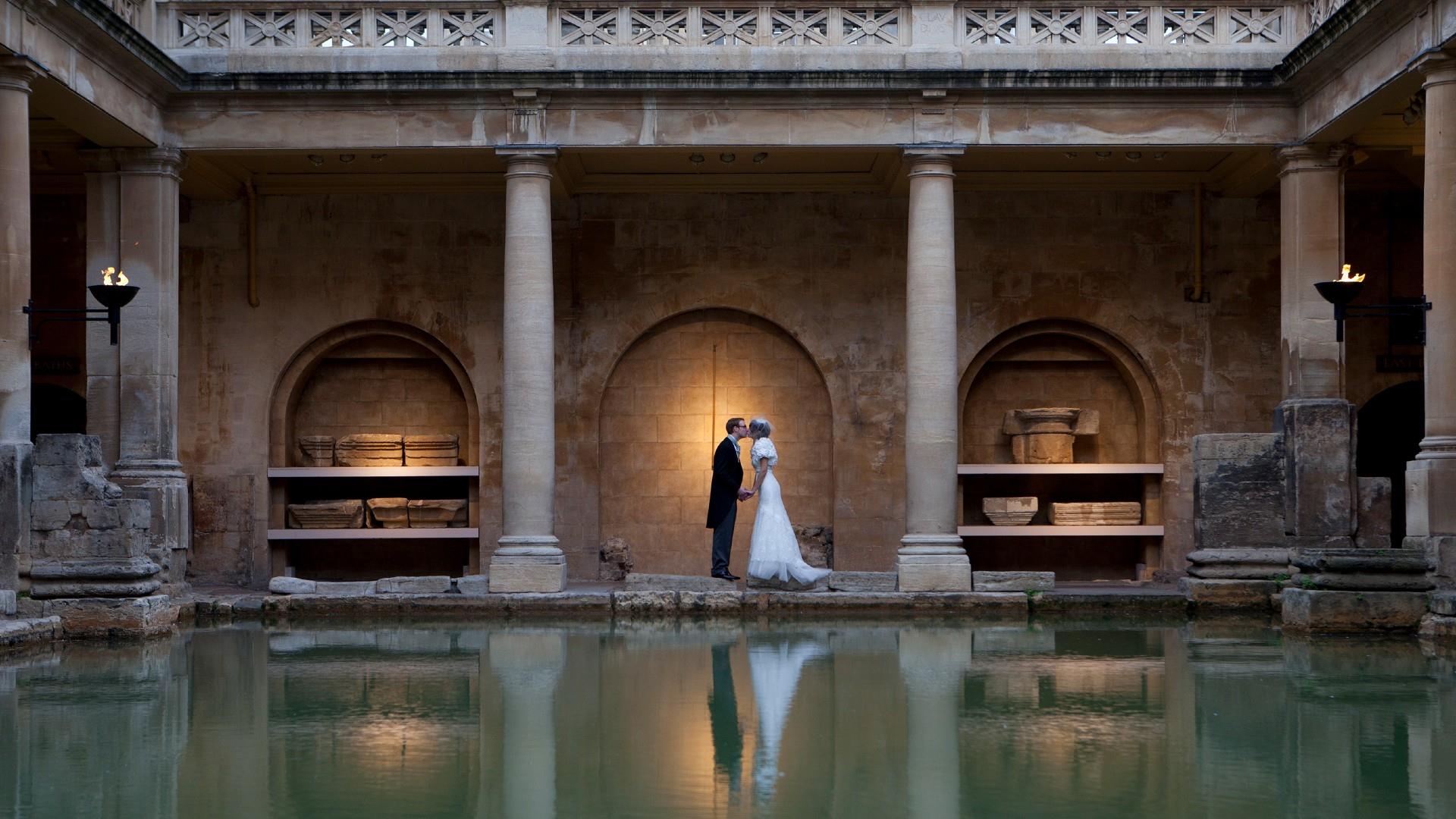 Bride and Groom at The Roman Baths