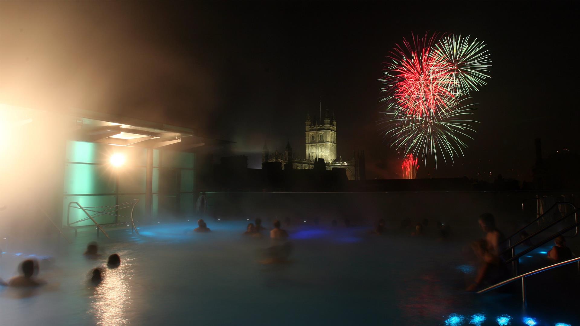 Fireworks over Bath city centre