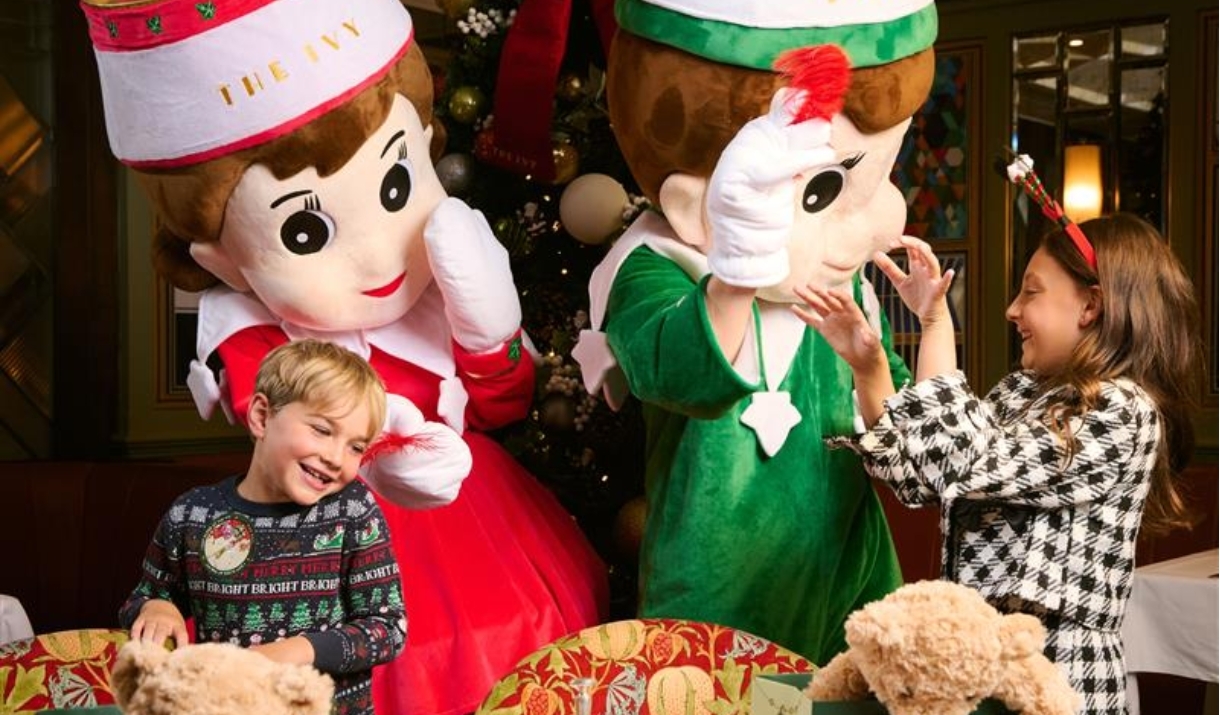 Two children having festive fun. Two children having festive fun.