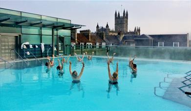 Aquasana session in the Rooftop Pool at the Thermae Bath Spa 