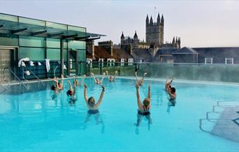 Aquasana session in the Rooftop Pool at the Thermae Bath Spa