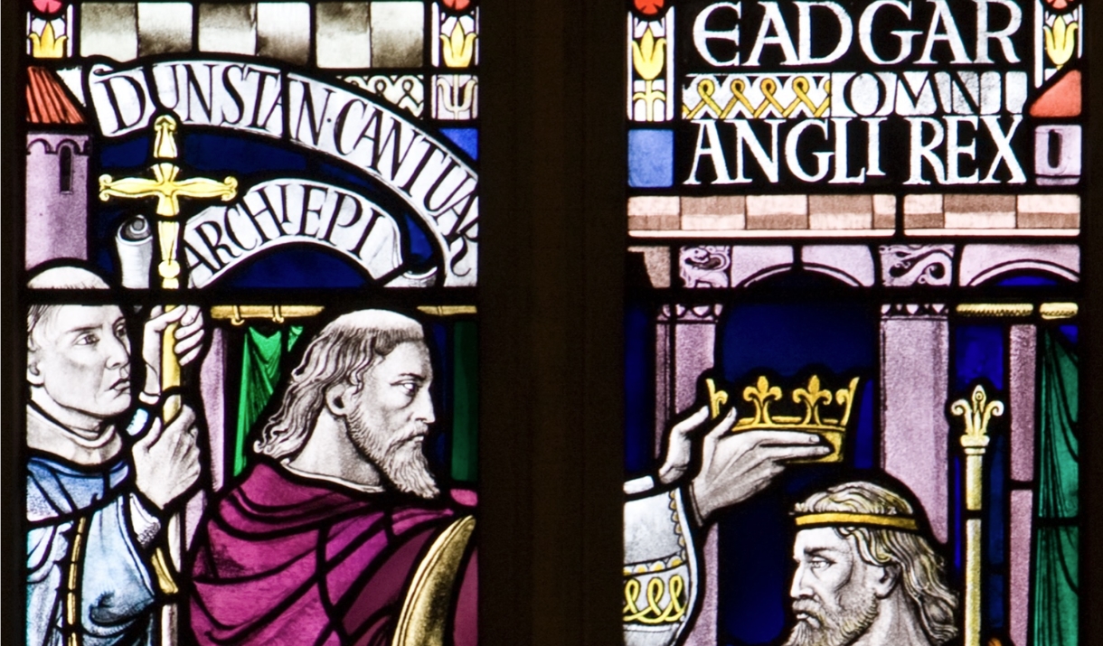 Edgar coronation window in Bath Abbey