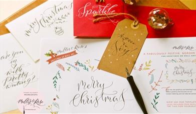 cards and tags reading merry christmas