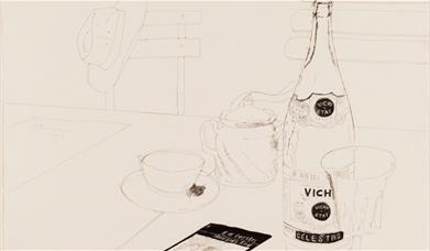 David Hockney, Vichy Water and ‘Howards End,’ Carennac, 1970 © David Hockney