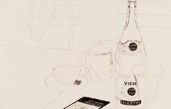 David Hockney, Vichy Water and ‘Howards End,’ Carennac, 1970 © David Hockney