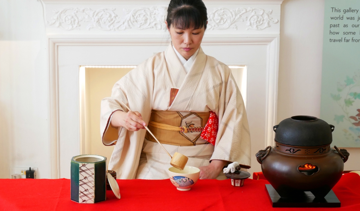 A woman performing a Japanese Tea Ceremony