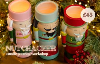 Christmas candle pouring at Paddywax Candle Bar. Pour into our limited edition Nutcracker vessel which may be repurposed as a sweet jar!