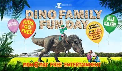 A poster advertising a Dinosaur Family Day at Bath Racecourse 