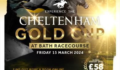 A poster advertising the Cheltenham Gold Cup Experience at Bath Racecourse 