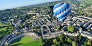 Arial image of Bath with hot air balloon