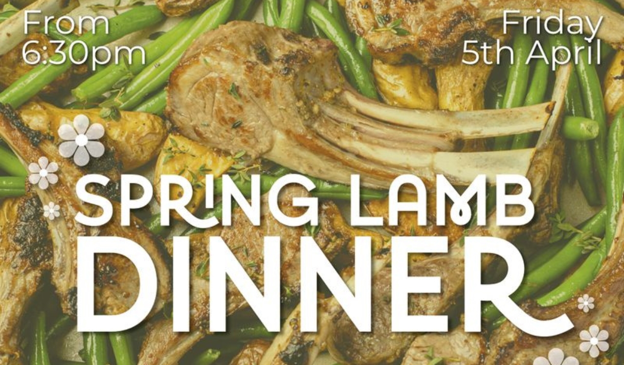 A poster advertising a spring lamb dinner at Flourish Foodhall in Saltford, North East Somerset
